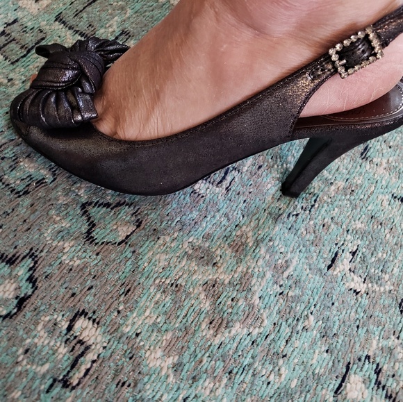 Mootsies Tootsies Black Leather Peep Toe Slingback - Picture 5 of 8